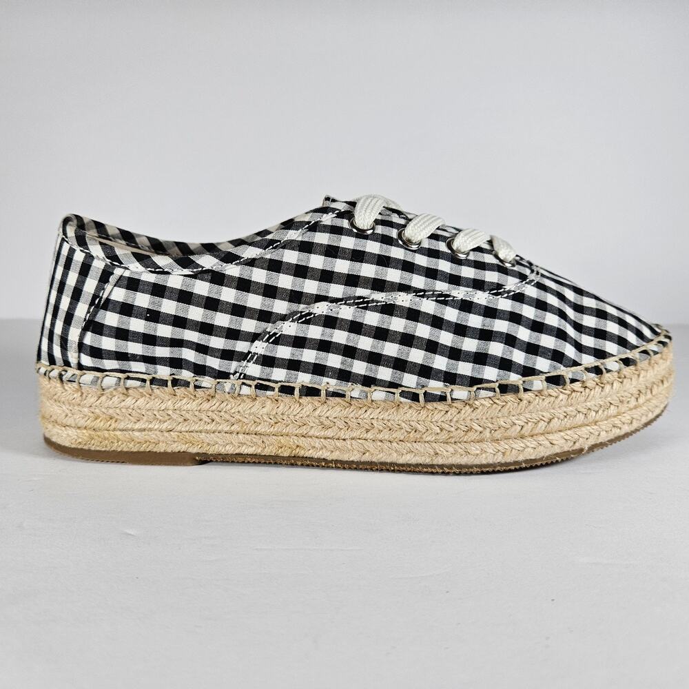 Gianni Bini Gingham Platform Espadrille Sneakers Womens Size 7 Black White